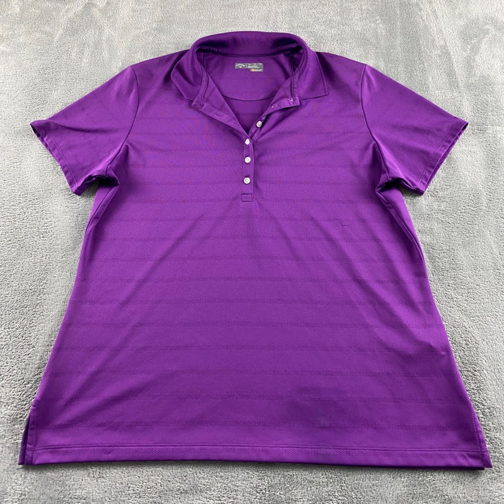 Callaway Opti-Dri Mens XLโ Purple Textured Stripe Short Sleeve Golf Polo Shirt